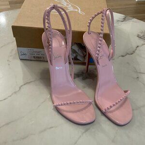 Christian Louboutin So Me 100 Rosy/pink Patent Ankle Strap Sandal Heel Pump 39